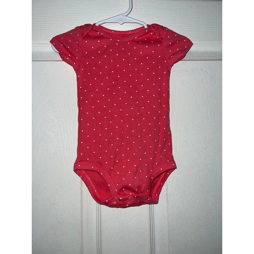 Carters Baby Girl Pink Heart Polka Dot Short Sleeve Onesie